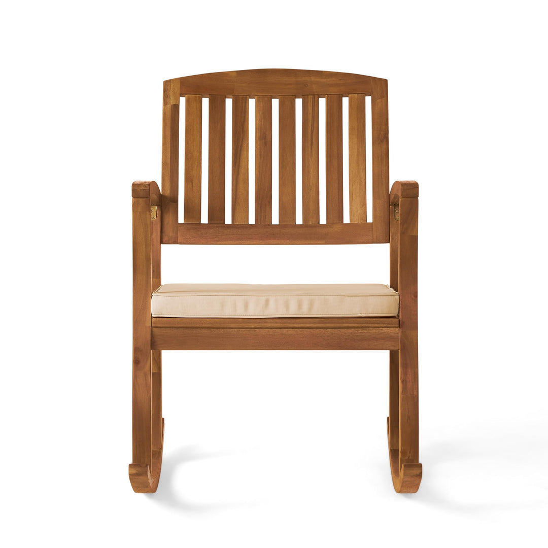 Christopher Knight Home Selma Acacia Rocking Chair with Cushion Teak Finish