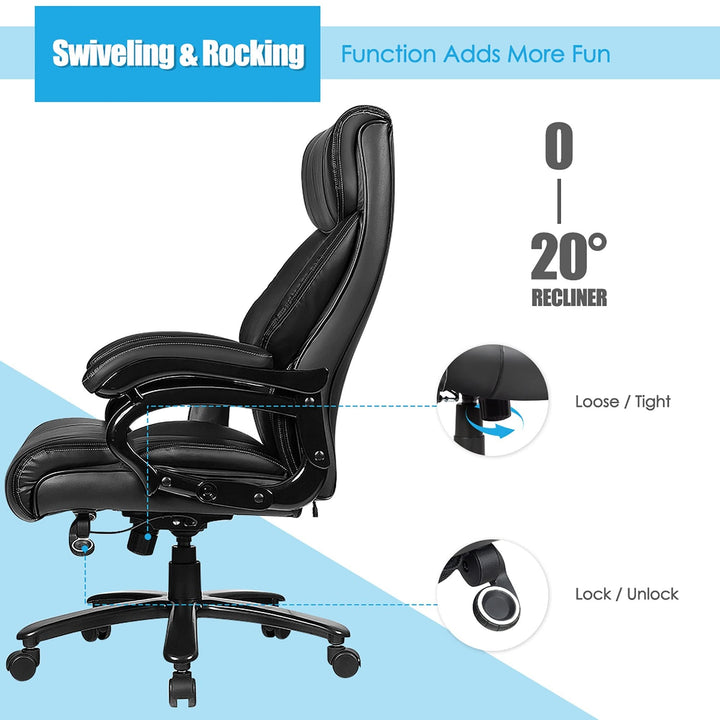 Ergonomic Office Chair Rolling Executive Massage with Pu Leather Black Modern