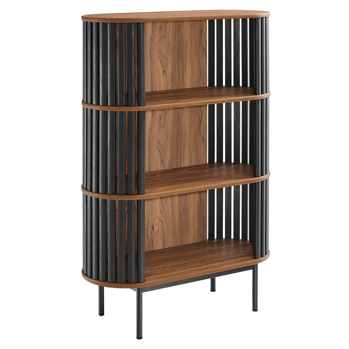 Modway EEI-6524-WAL-BLK Fortitude Three Tier Display Cabinet Walnut Black