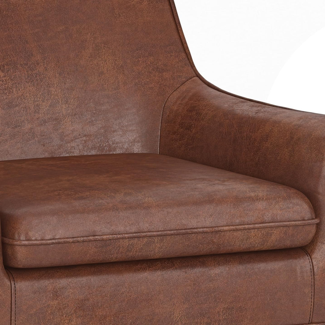 31 Inch Wide Contemporary Accent Chair in Distressed Saddle Brown Leather Modern - Diamond Home USA