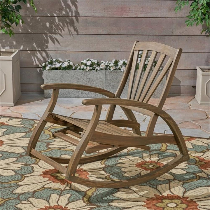 Christopher Knight Home Alva Outdoor Acacia Wood Rocking Chair with Footrest Finish