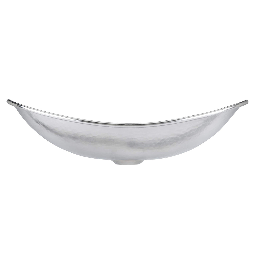 19" Hand-crafted Hammered Nickel Vessel Sink Grey Oval Metal Plated Lead-free