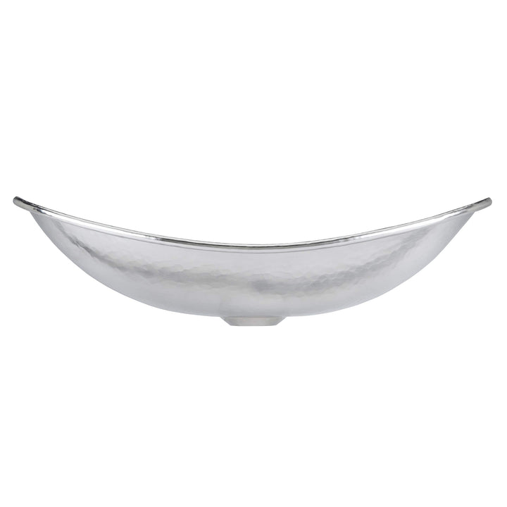 19" Hand-crafted Hammered Nickel Vessel Sink Grey Oval Metal Plated Lead-free