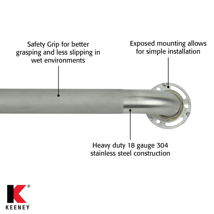 Keeney PP19344G tainless teel Grab Bar 1.25 In. Dia. x 32 In. Exposed crew 32"