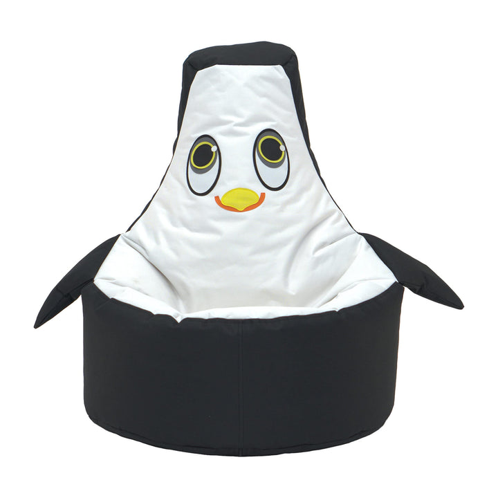 Little Penguin Kids Bean Bag Chair Black White Animal Farmhouse Polyester