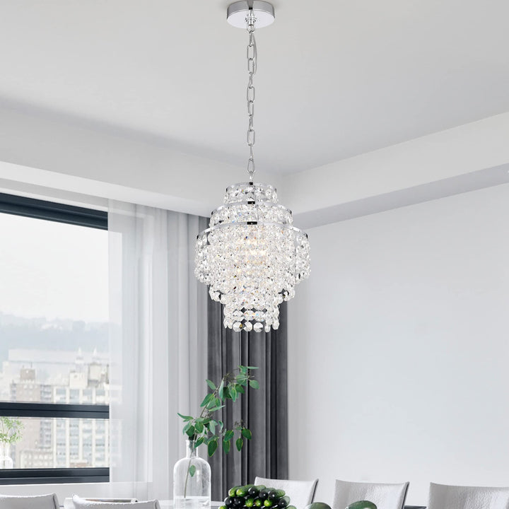 Chrome Finish 1-light Glam Mini Chandelier with Tier Cascading s