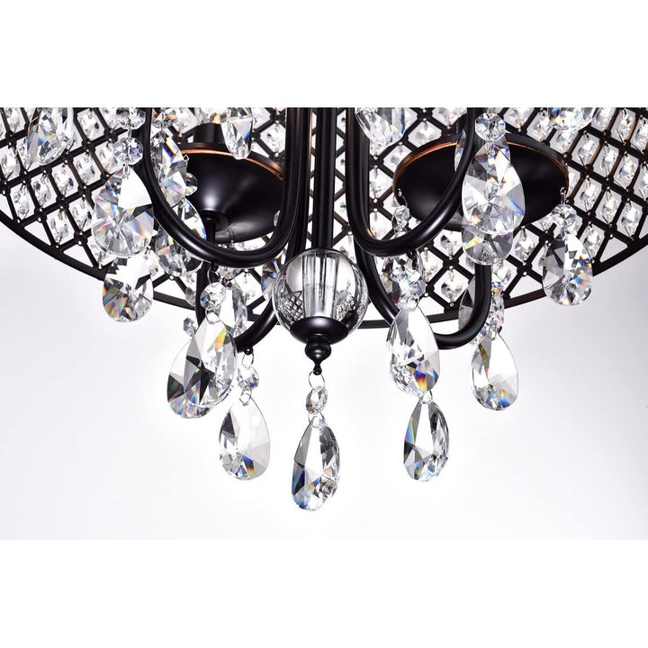 Oil Rubbed Bronze 4-light Round Beaded Drum Chandelier with Crystals Hanging