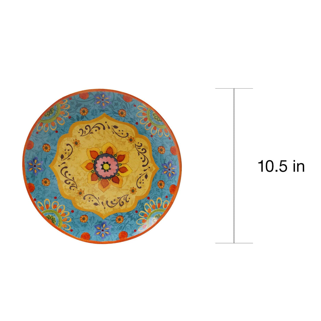 Sunset 10.5-inch Dinner Plates (Set Of 4) Green Red Yellow Textured Modern