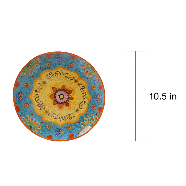 Sunset 10.5-inch Dinner Plates (Set Of 4) Green Red Yellow Textured Modern