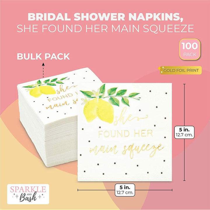 Pack She Found Her Main Squeeze Napkins Lemon Party Supplies For Bridal Shower