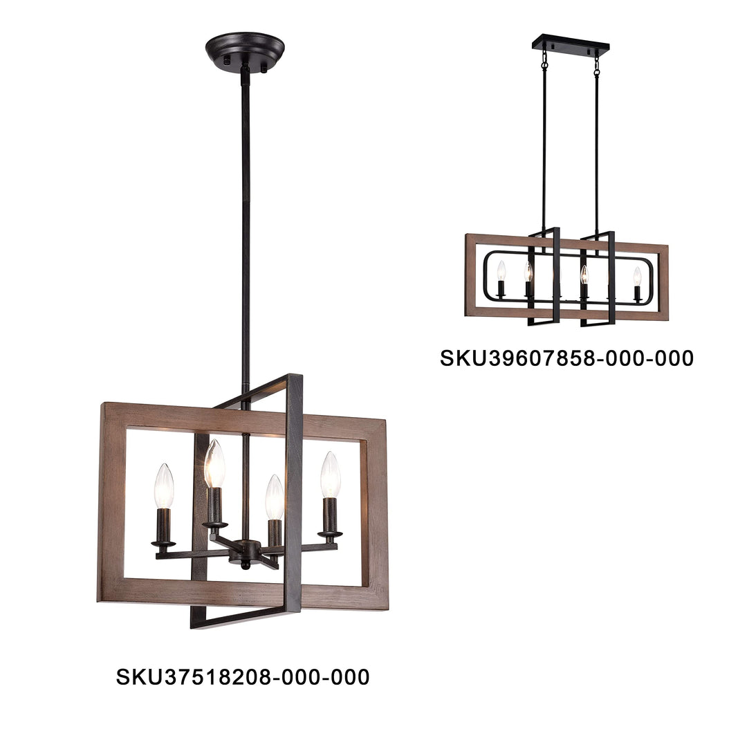 The Lighting Store Daniela Natural Wood and Antique Black Metal Open Cage