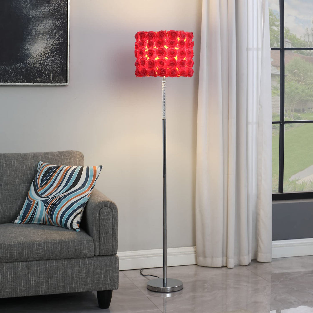 ORE International 63" in Red Roses in Bloom Acrylic/Metal Floor Lamp