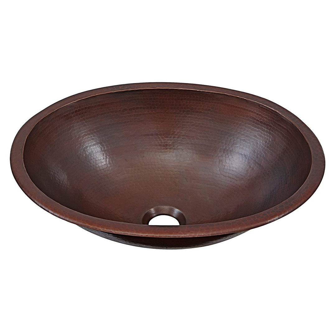 12 in. Drop-in Or Undermount Copper Bathroom Sink in Aged Brown Oval Finish Rust