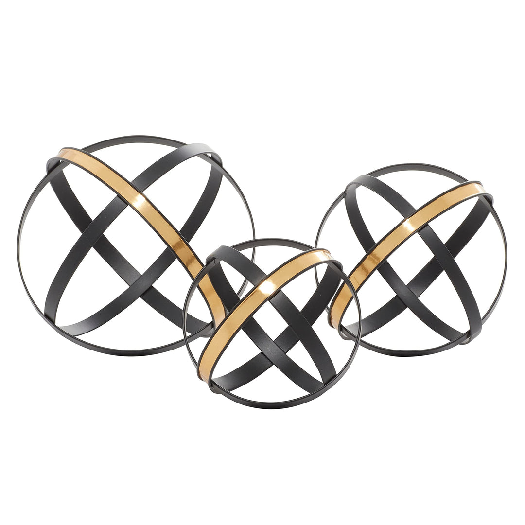 Black Iron Contemporary Sculpture Geometric (Set of 3) 7 X 6