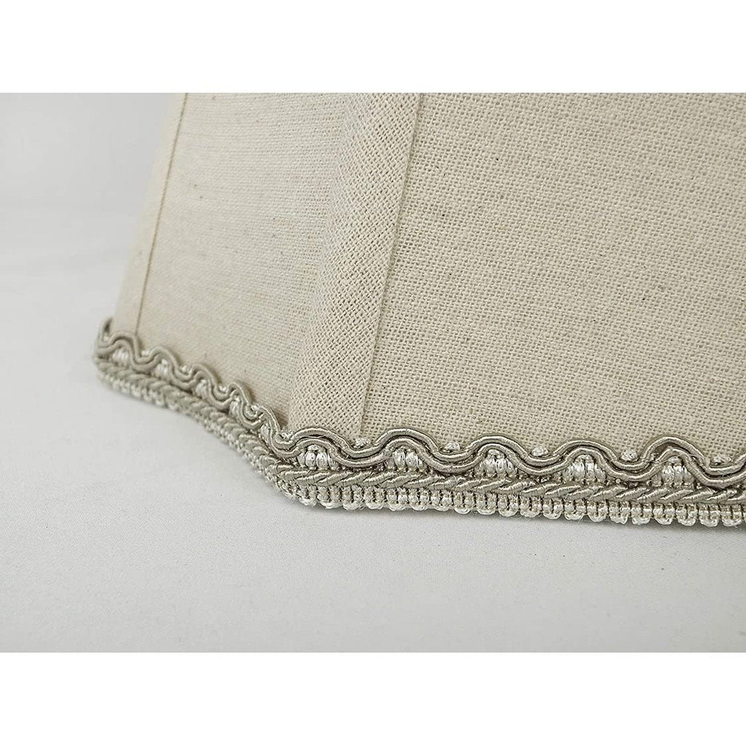 Bell Rectangle Cut Corner Linen Lampshade With Lace Trim 10/6x14/10x10