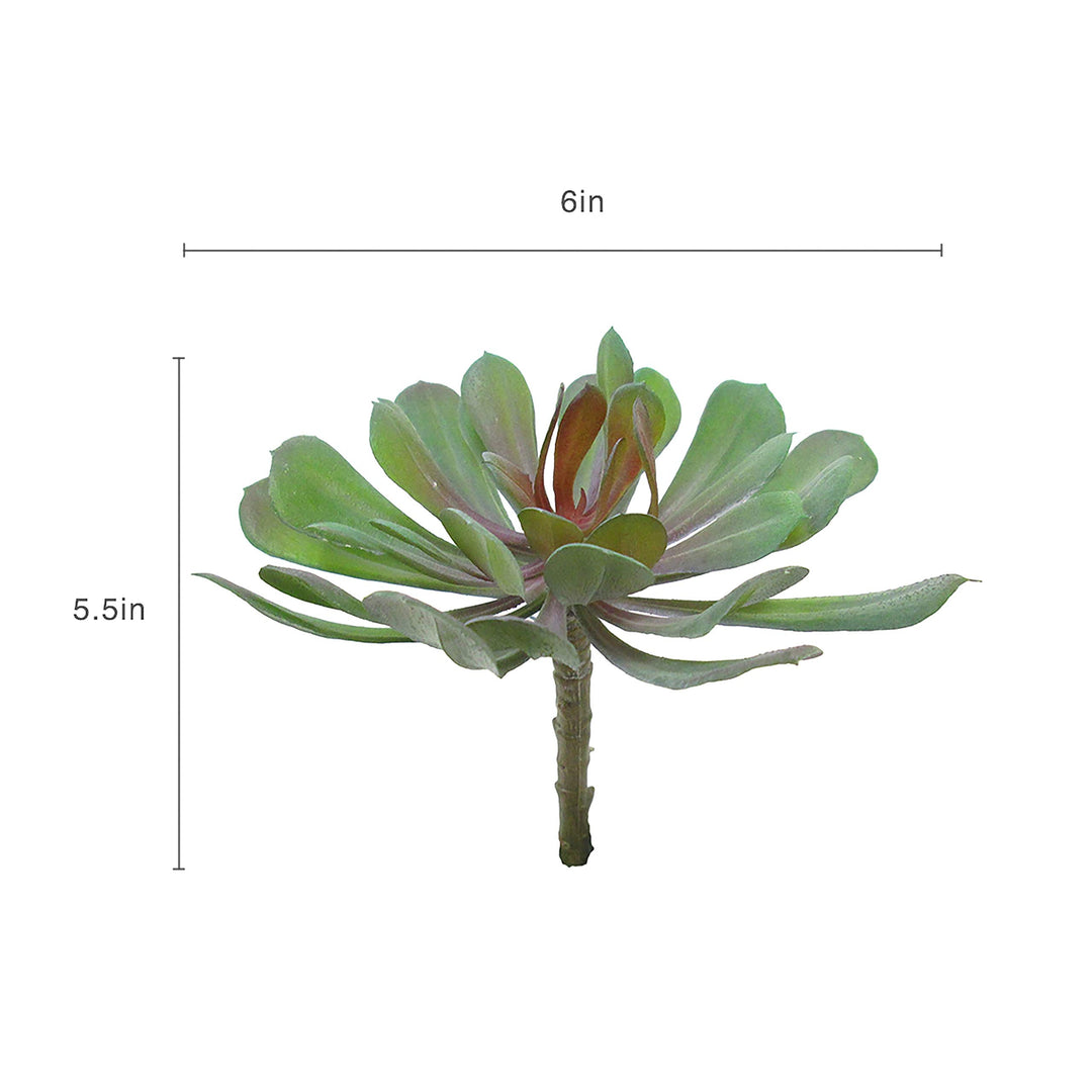 Set of 3 Large Lotus Succulent Stem Greenery Pick 6in 5.5" H X 6" D Green Red