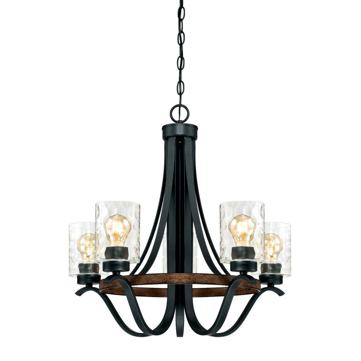 Westinghouse 6331900 nwell Five-Light Indoor Chandelier Textured Iron and 5-Light - Textured Iron and Barnwood