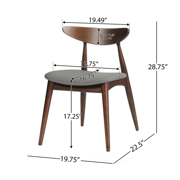 Christopher Knight Home Barron Fabric with Walnut Finish Dining Chairs 2-Pcs Set Walnut+Grey