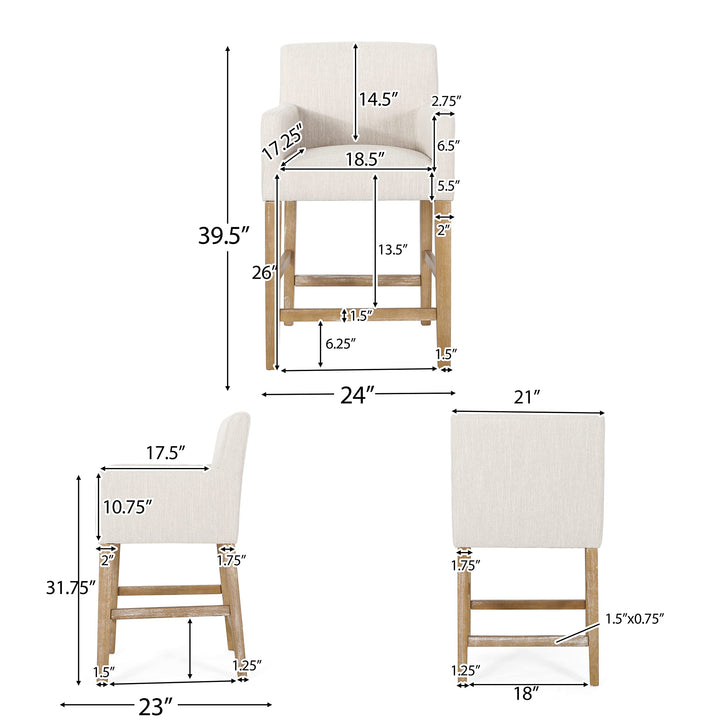 Christopher Knight Home Armga Upholstered 26 inch Counter Stool - Beige/Weathered