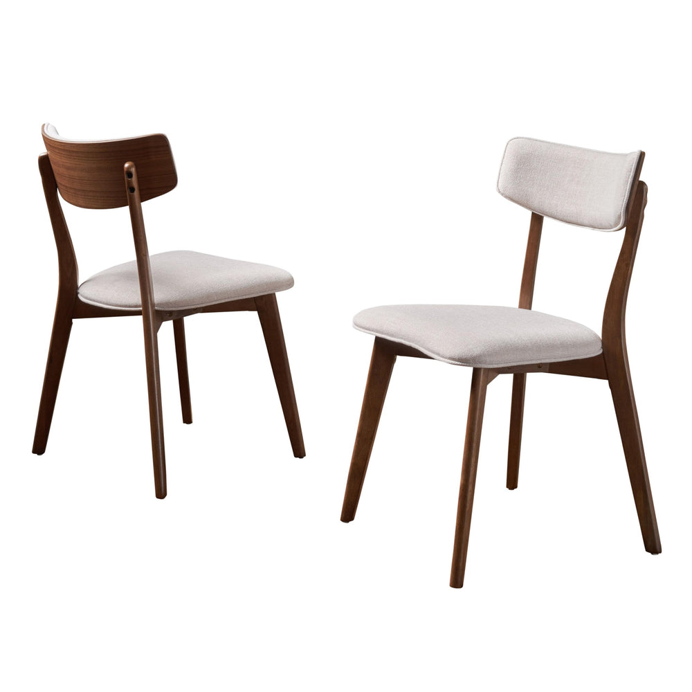 Christopher Knight Home Abrielle Mid-Century Modern Dining Chairs with Light Beige + Natural Walnut