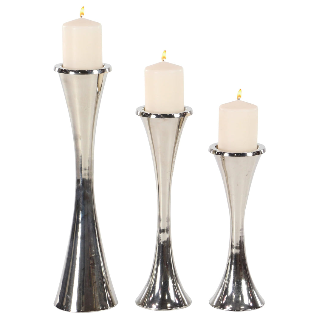 Silver Modern Candle Holder (Set of 3)