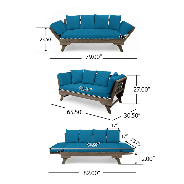 Christopher Knight Home Aldrich Outdoor Acacia Wood Expandable Daybed with Water Dark Teal