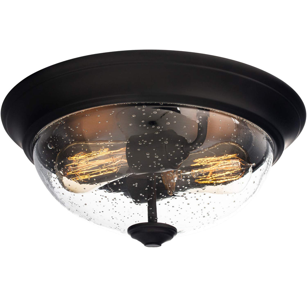 Prominence Home Madalyn 13" Bronze Flush Mount Seeded Glass Bowl Indoor Light Bronze Seeded