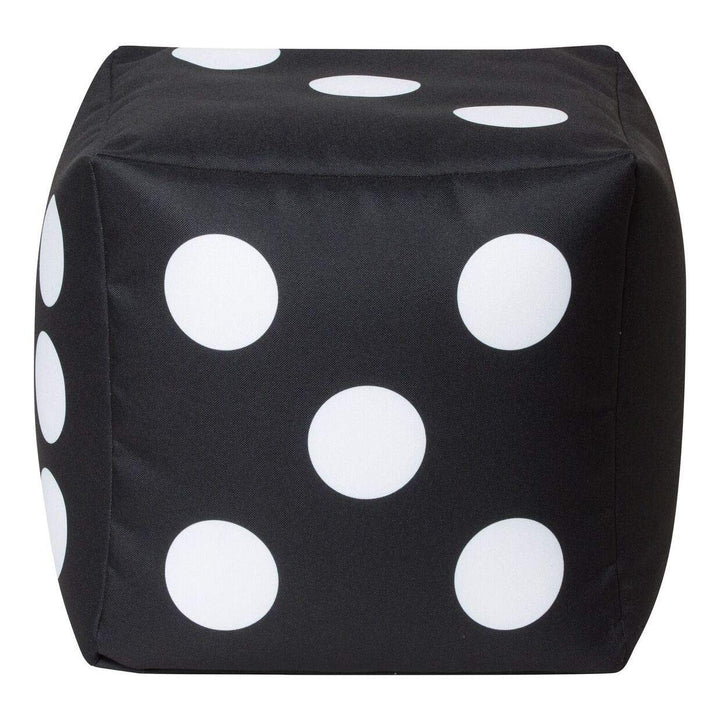 Cube Dice Bean Bag Pouf Black Modern Contemporary Polyester Polystyrene Beads