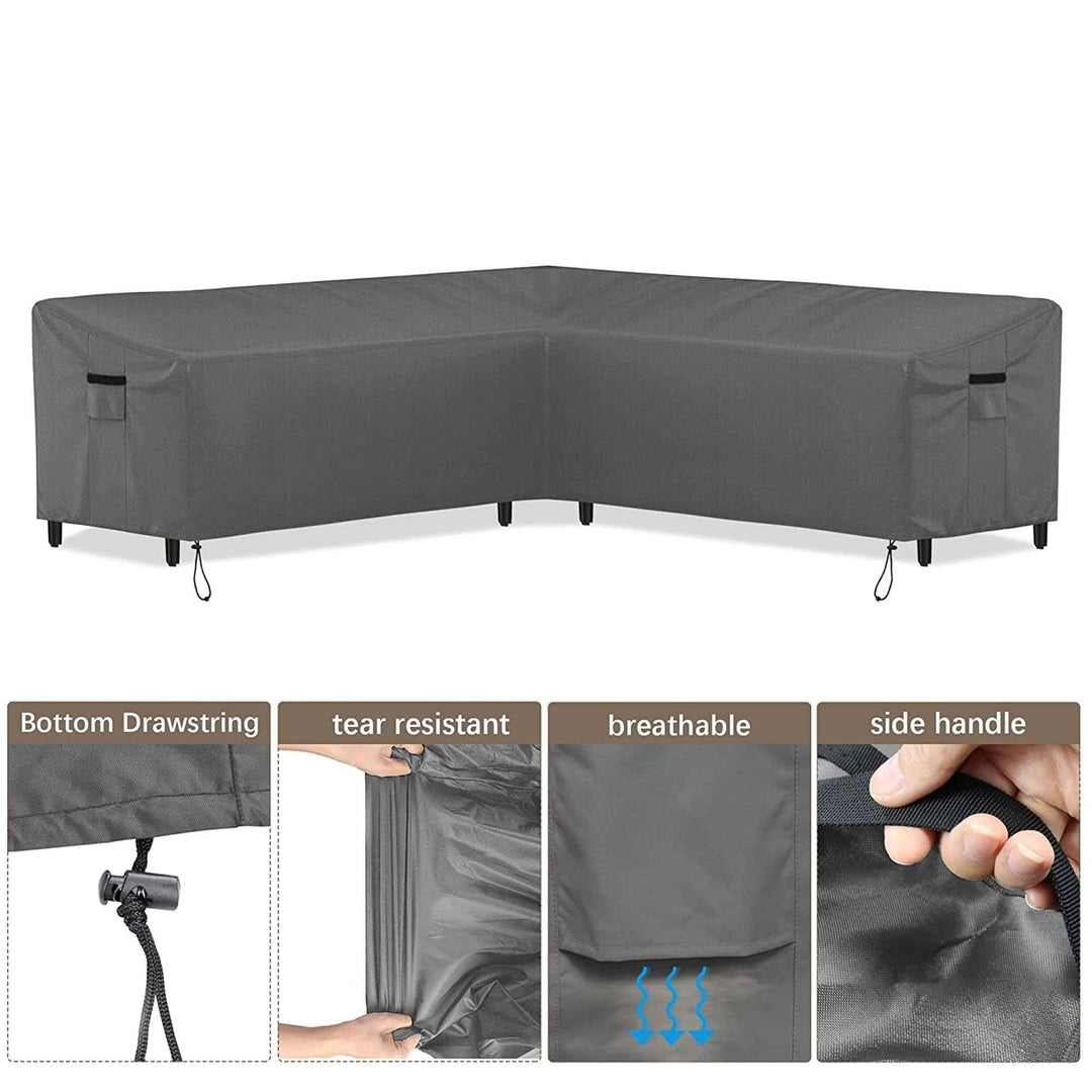 V Shaped Patio Couch Cover Waterproof Heavy Duty Furniture Sectional Sofa with 100"x100"x33.5"(V-Shaped)