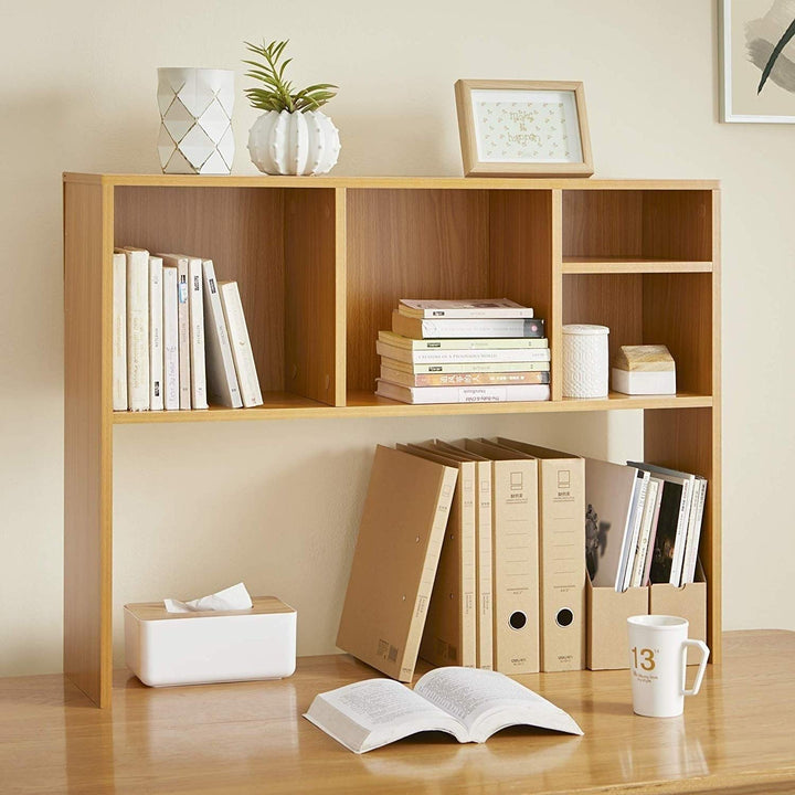 Beech (Natural Wood) The Cube Desk Bookshelf Brown Wood