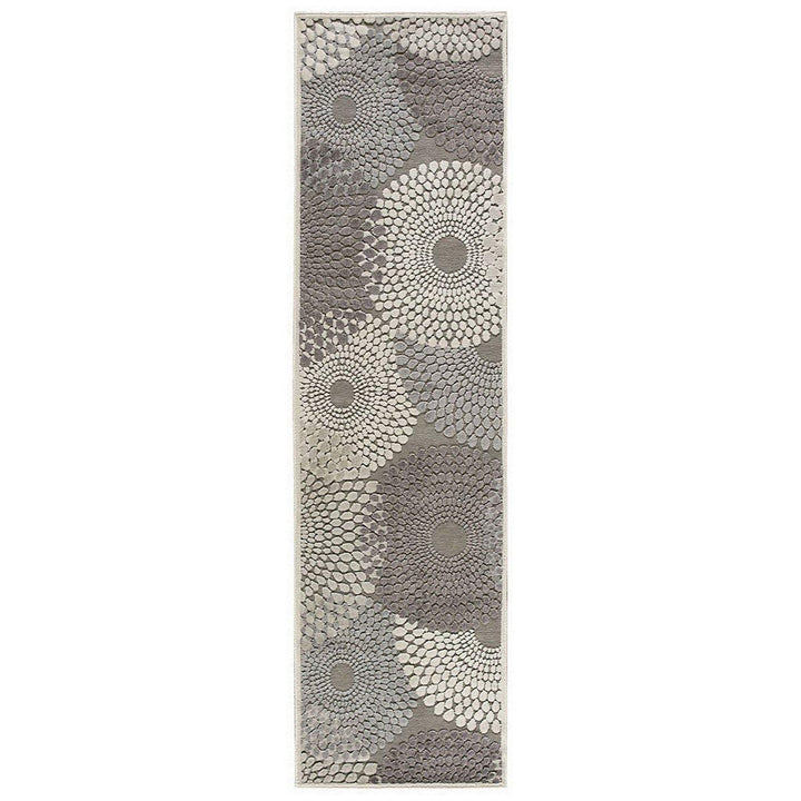 Nourison Graphic Illusions Grey Area Rug 2'3" x 8' 2'3" x 8' Runner - Grey