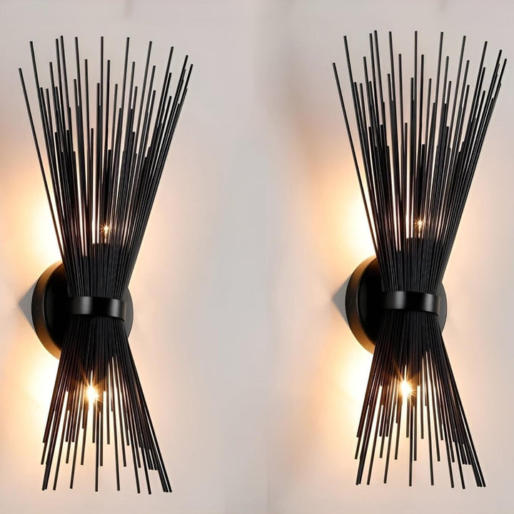 Pair of Spiked Wall Lights Black Sconces Gothic Modern Style (Set 2) Glam