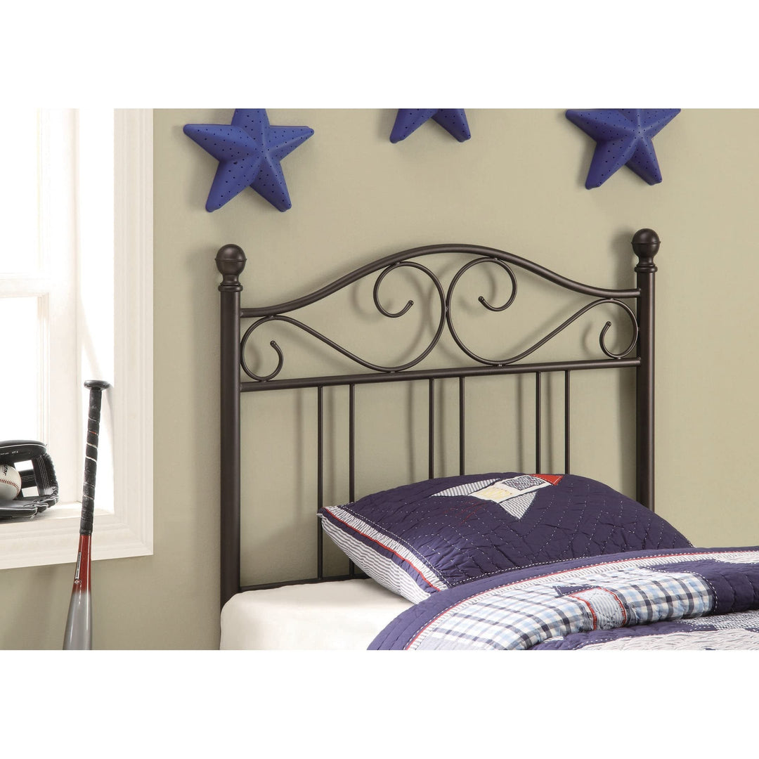 Dark Bronze Metal Twin Headboard Brown Transitional Finish Includes Hardware