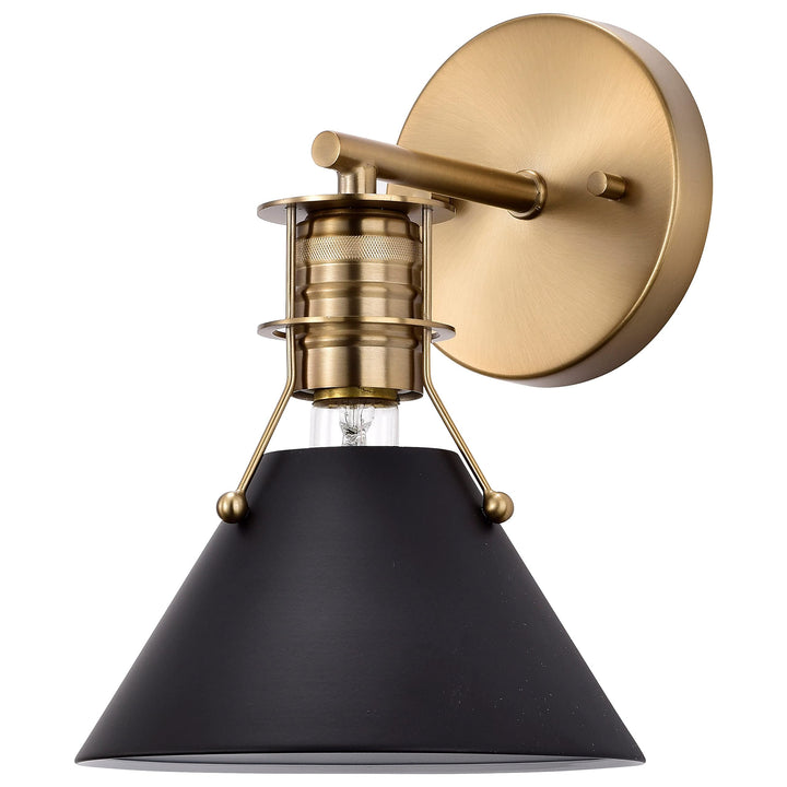 Outpost 1 Light Wall Sconce Matte Black with Burnished Brass Modern Contemporary