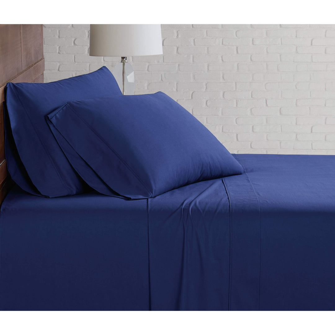 Brooklyn Loom Solid Cotton Percale Sheet Set King Navy King - Navy