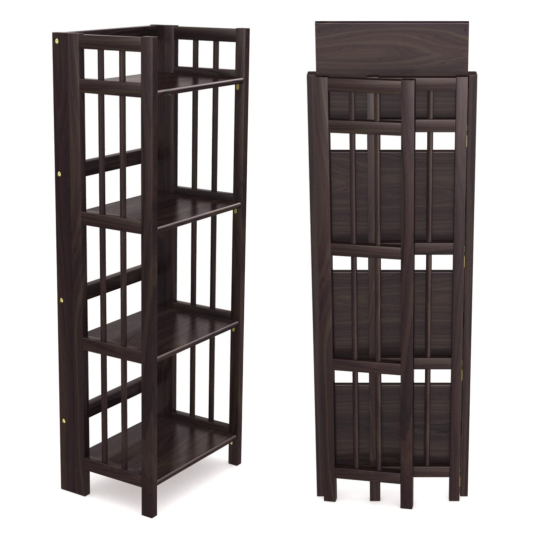 Stony Edge 4-Tier Folding Bookshelf|Espresso Wood Finish|45x16x11.5