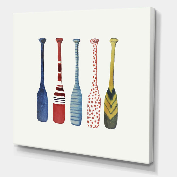 DESIGN ART Designart "Five Paddles" Lake House Canvas Wall Art in. Wide x