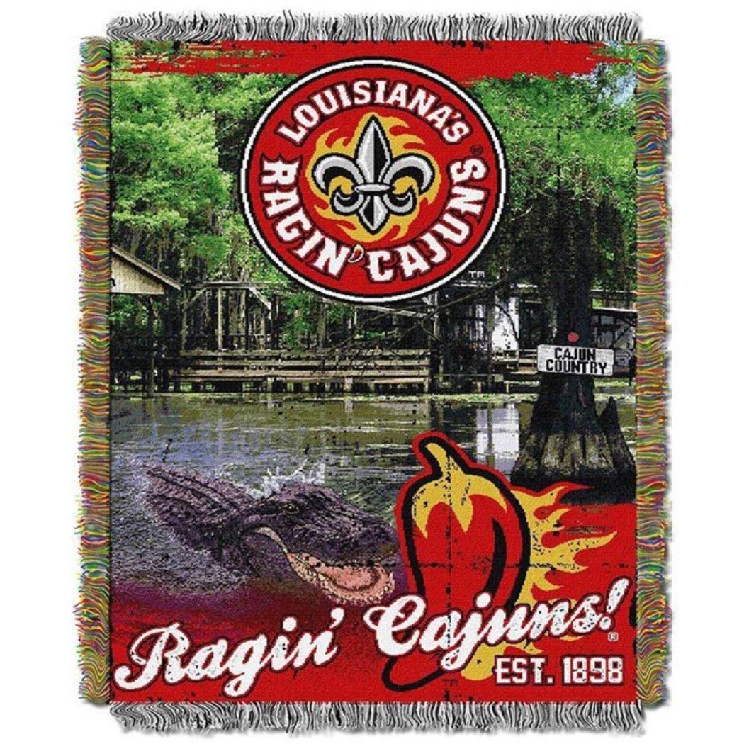 1 Piece 48 x 60 NCAA Ragin' Cajuns Throw Blanket Black Red College Theme Bedding Louisiana at Lafayette Ragin' Cajuns