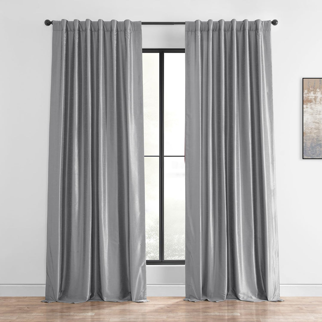 HPD Half Price Drapes Room Darkening Curtains for Bedroom Vintage Textured 50 X 84 - Storm Grey