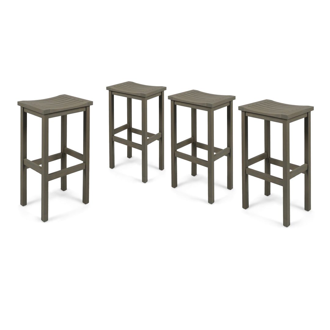 Christopher Knight Home Caribbean Outdoor 30" Acacia Wood Barstools 4-Pcs Set Finish