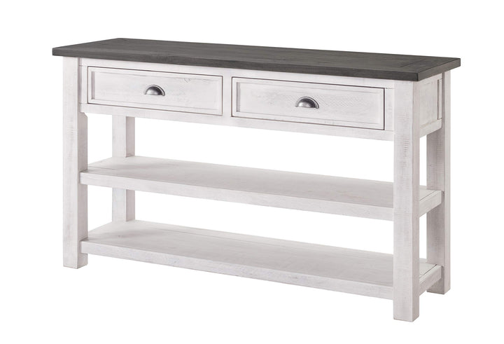 Martin Svensson Home Monterey Solid Wood Sofa Console Table White with Grey Top White Stain and Grey