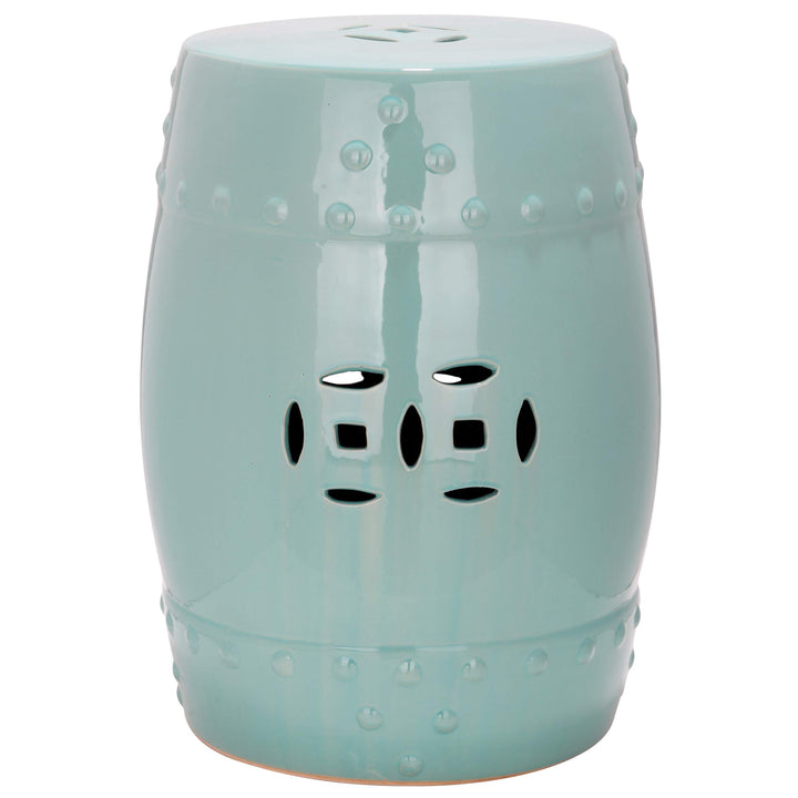 Paradise Treasures Light Blue Ceramic Garden Stool - 13" X 18" Modern