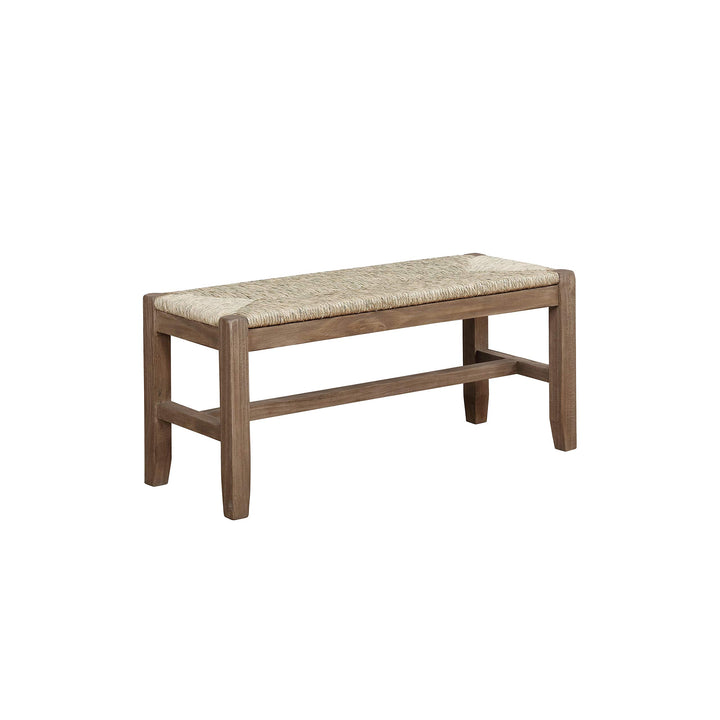 40-inch Wood Bench with Rush Seat Natural Solid Rustic Finish - Diamond Home USA