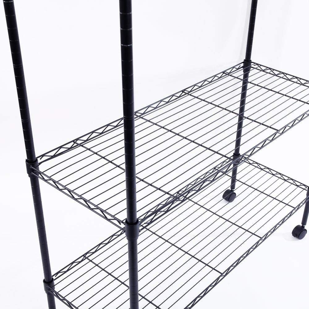 5 Tier Rolling Steel Shelving Unit Wire Shelves Garage Storage Racks Black Iron - Diamond Home USA