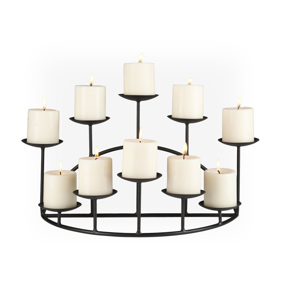 SEI Furniture 10 Candle Wrought Iron Candelabra Matte Black