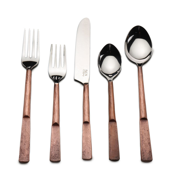 INOX Artisans Celia Copper Antique 20 Piece Flatware Set