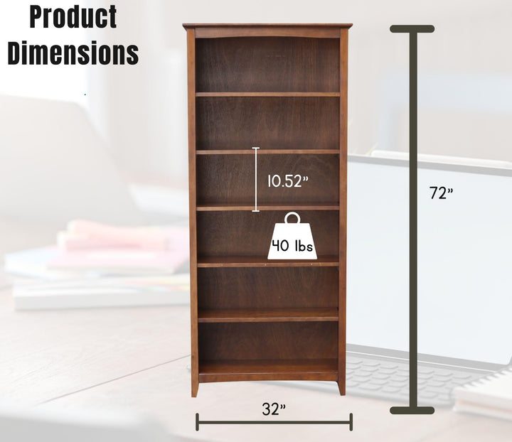 International Concepts Shaker Bookcase 72-Inch