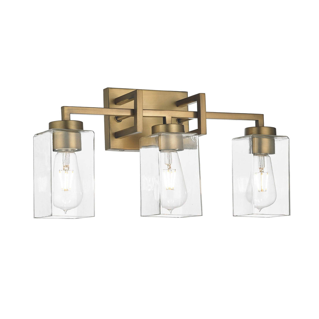 3 Light Antique Brass Vanity Gold Transitional Metal Dimmable