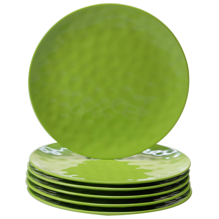 Solid Green 11-inch Dinner Plates Set Of 6 Casual Round Melamine Piece