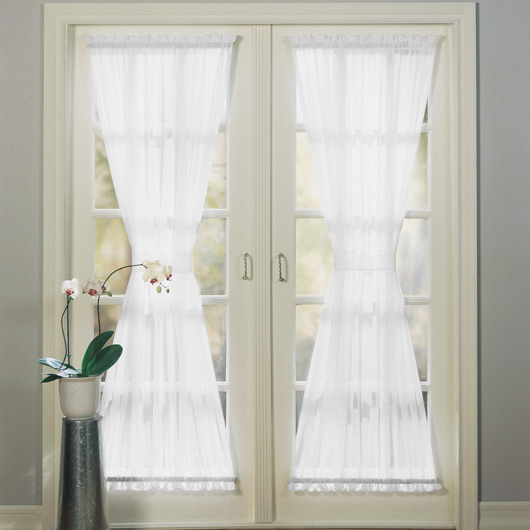 No. 918 Emily Sheer Voile Rod Pocket Door Curtain Panel 59" x 72" White White - 59" x 72"